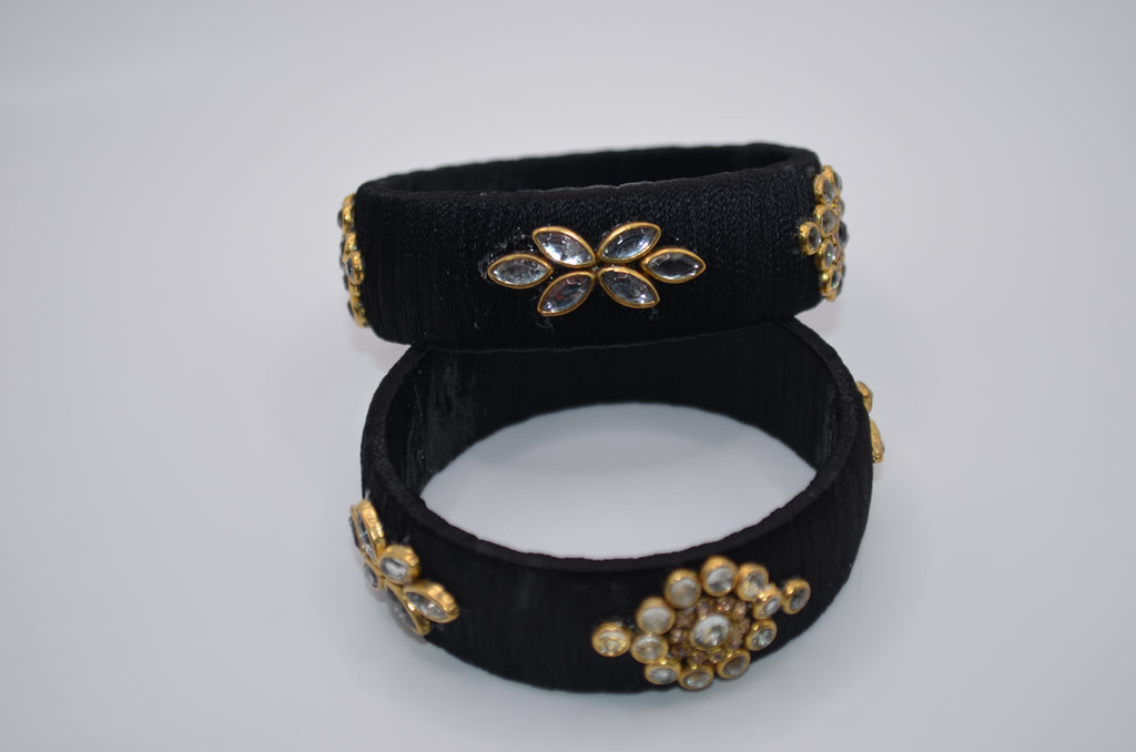 Midnight Elegance Thread Bangles