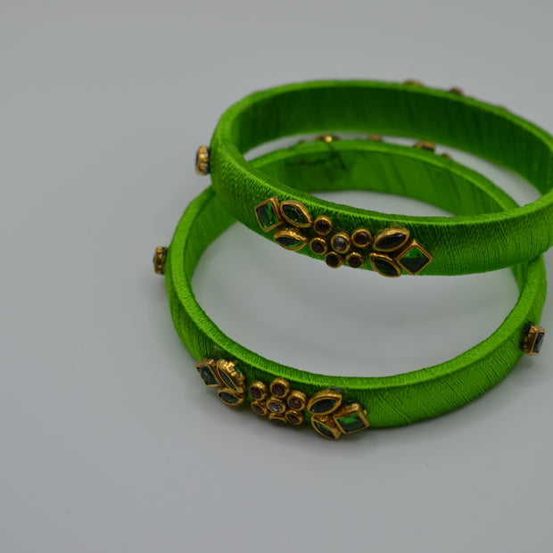 Lime Elegance Thread Bangles