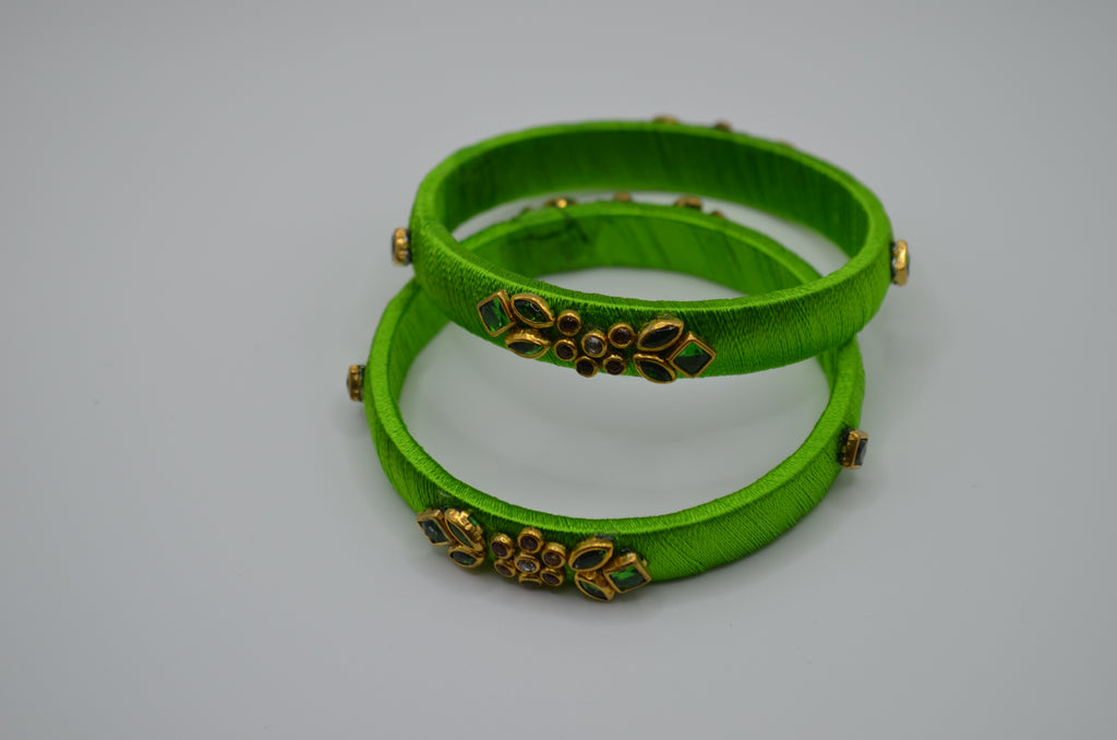Lime Elegance Thread Bangles