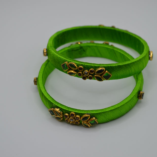 Lime Elegance Thread Bangles