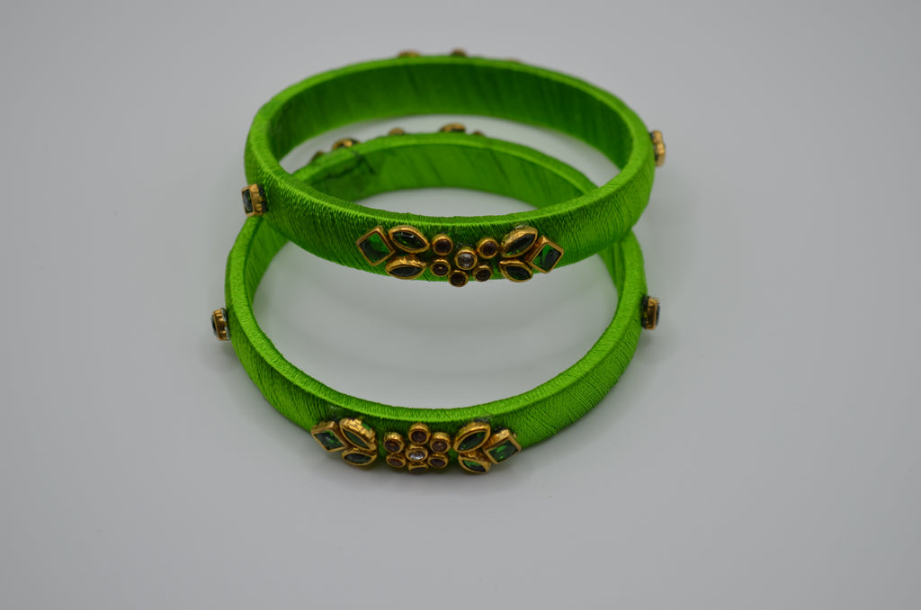 Lime Elegance Thread Bangles