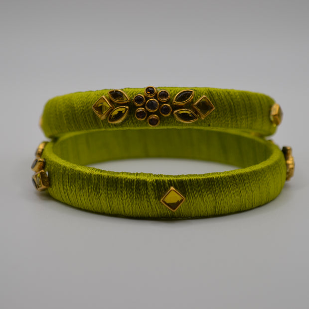 Olive Glow Thread Bangles