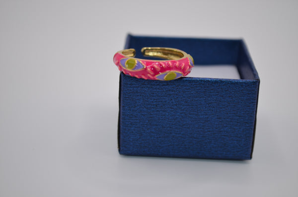 Vibrant Aura Enamel Adjustable Ring