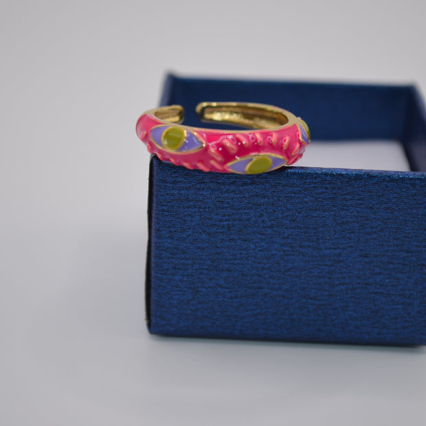Vibrant Aura Enamel Adjustable Ring