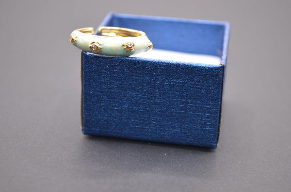 Mint Bloom Enamel Adjustable Ring