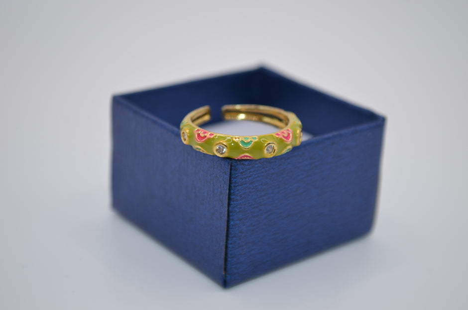 Candy Bloom Enamel Stone Ring