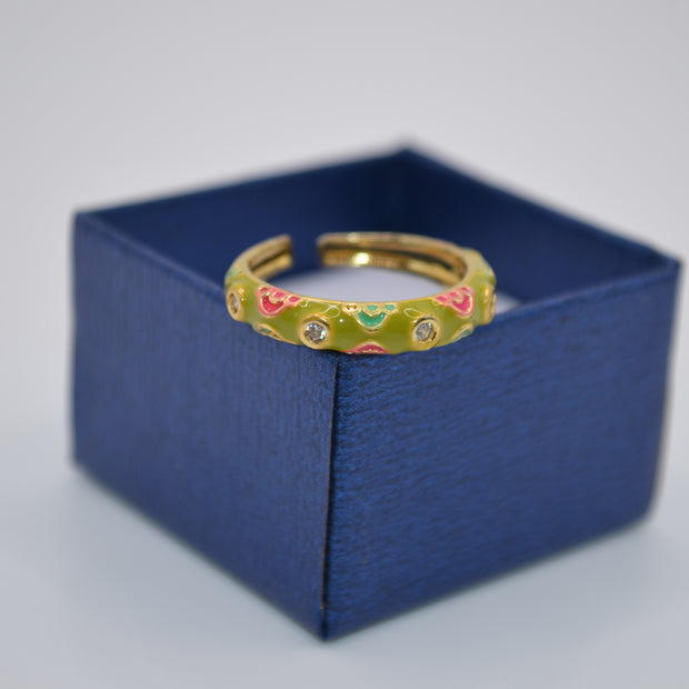 Candy Bloom Enamel Stone Ring