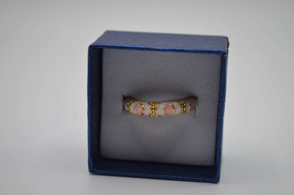 Pearl Petal Enamel Adjustable Ring