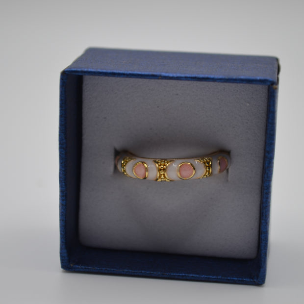 Pearl Petal Enamel Adjustable Ring
