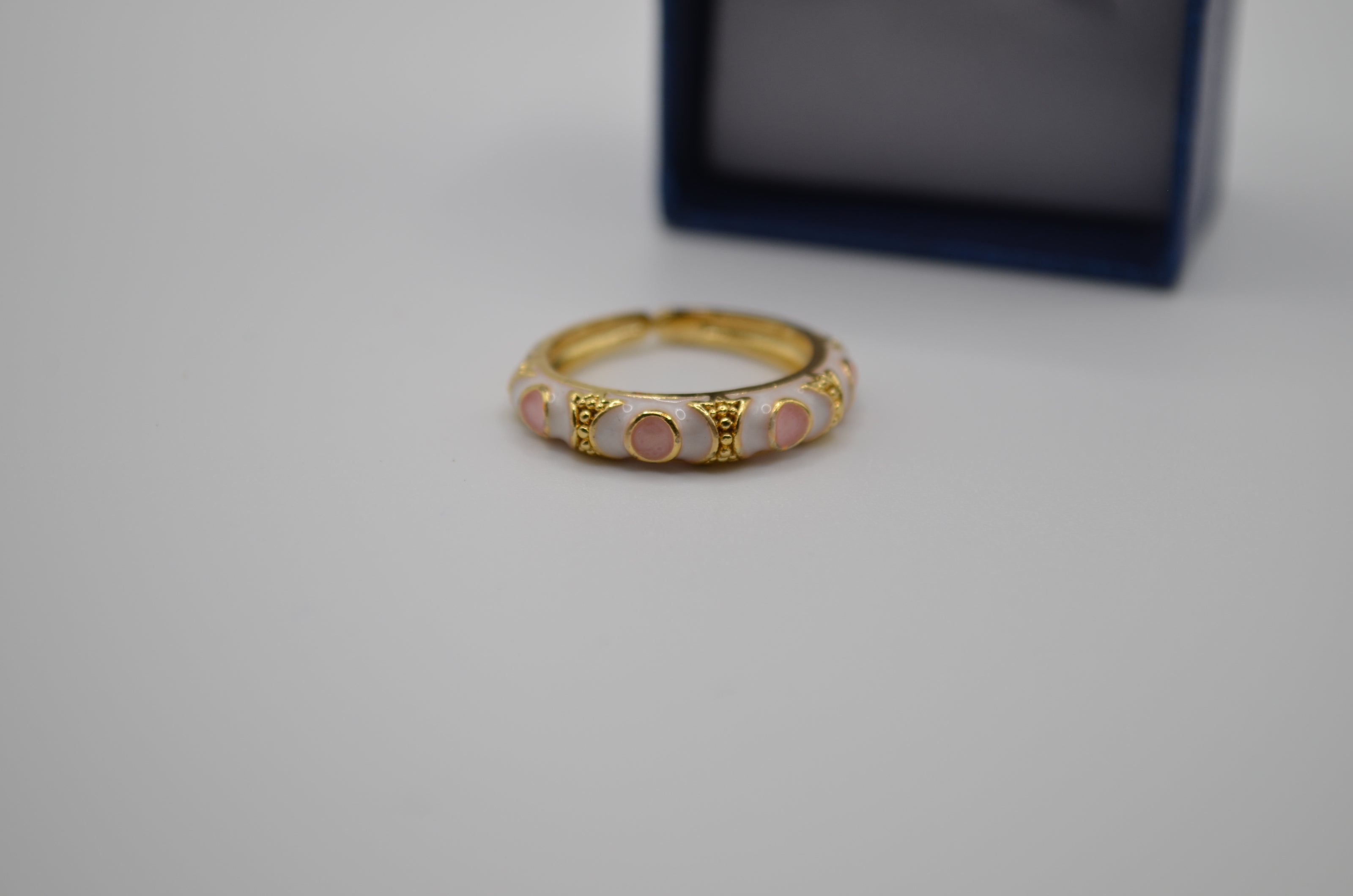 Pearl Petal Enamel Adjustable Ring