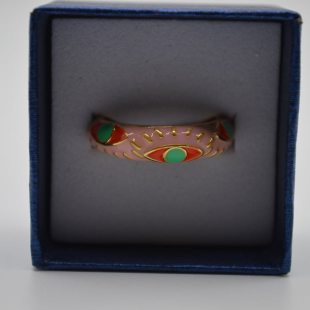 Sunset Aura Enamel Adjustable Ring