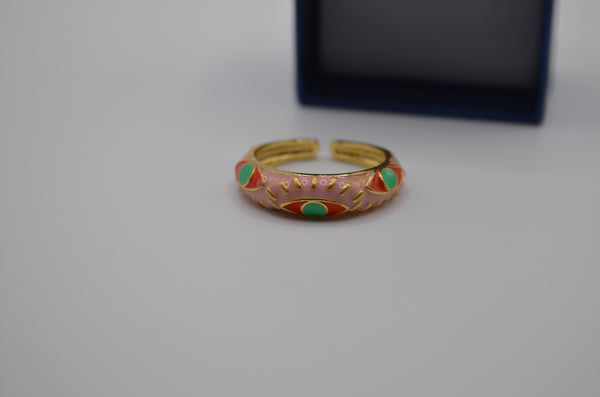 Sunset Aura Enamel Adjustable Ring