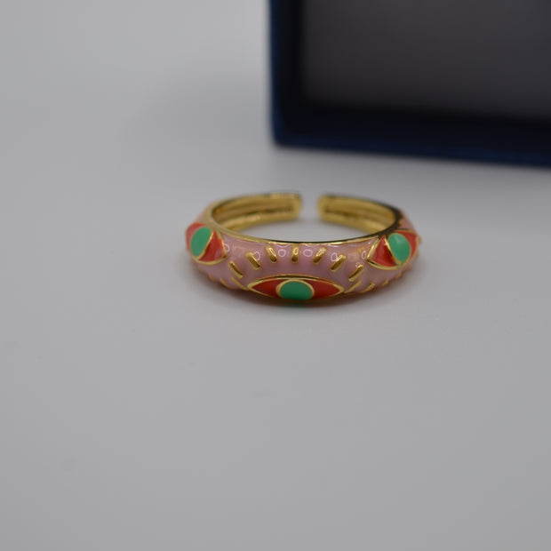 Sunset Aura Enamel Adjustable Ring