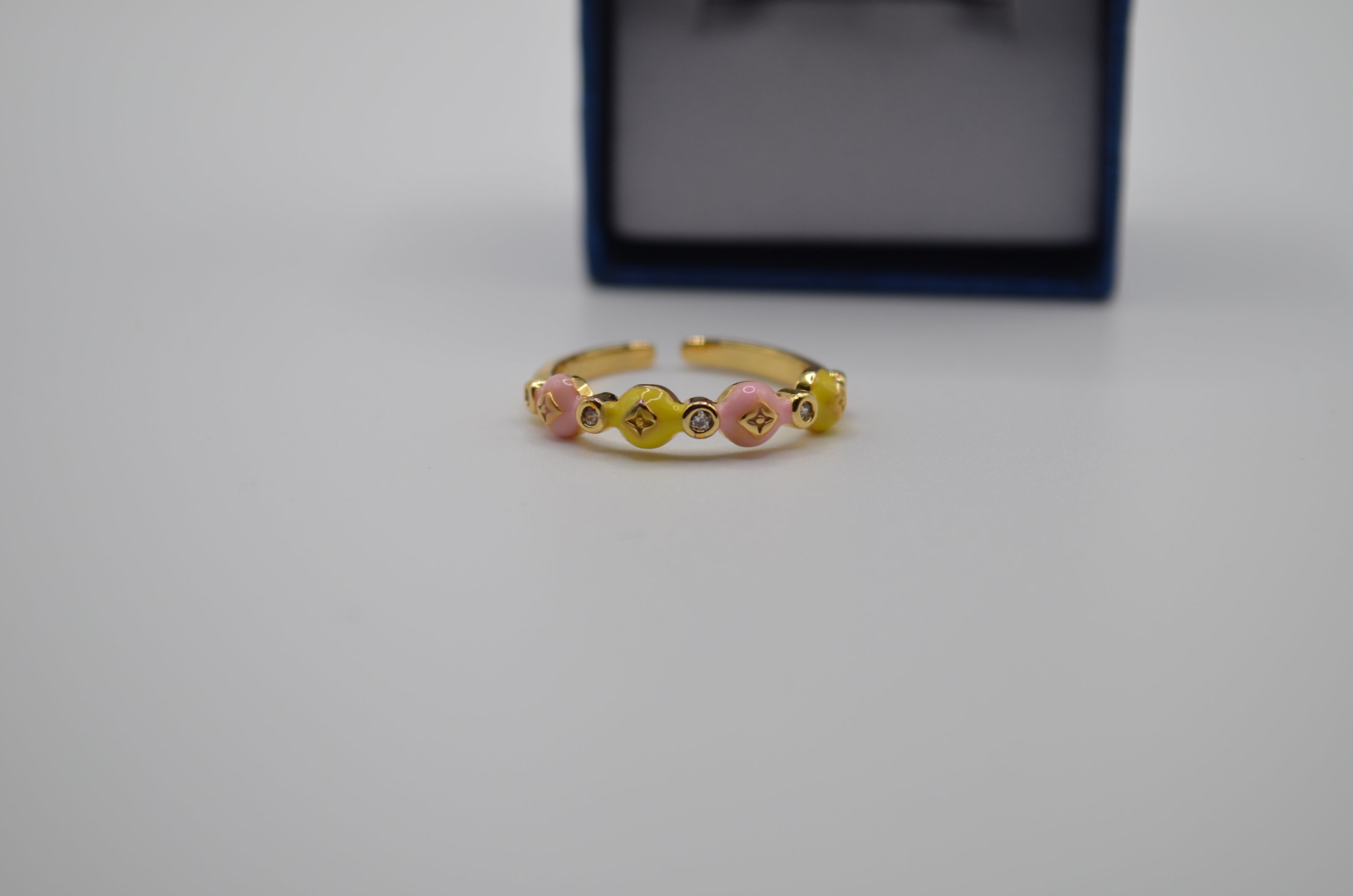 Pastel Luxe Enamel Stone Adjustable Ring