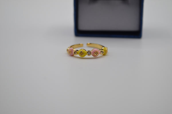 Pastel Luxe Enamel Stone Adjustable Ring