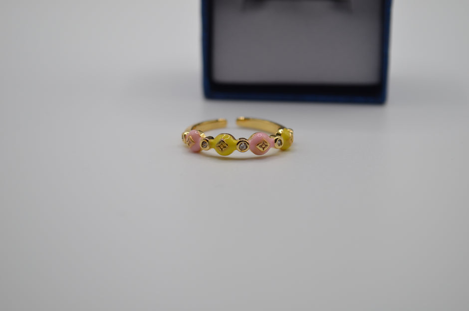 Pastel Luxe Enamel Stone Adjustable Ring