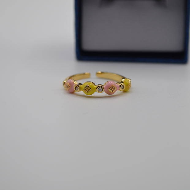 Pastel Luxe Enamel Stone Adjustable Ring