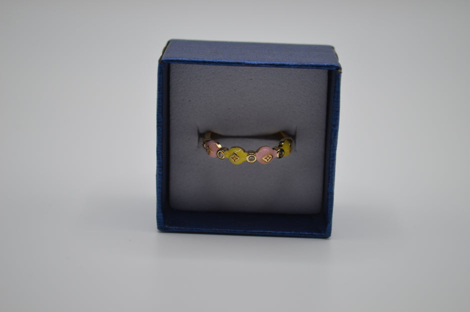 Pastel Luxe Enamel Stone Adjustable Ring