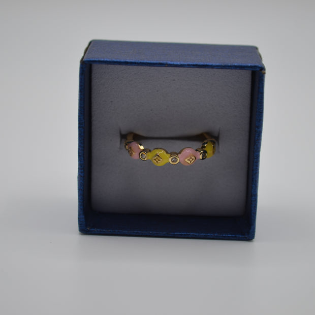Pastel Luxe Enamel Stone Adjustable Ring