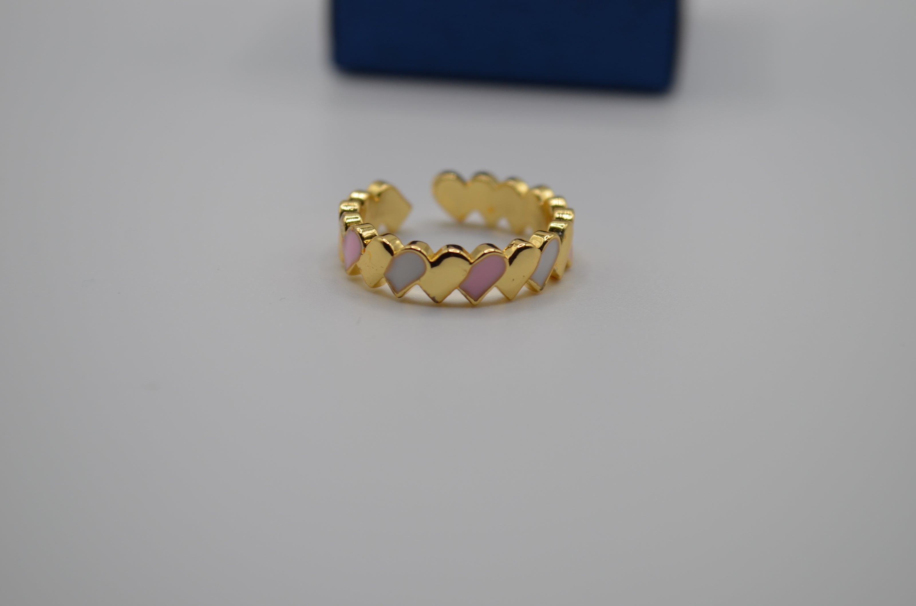 Pastel Hearts Enamel Adjustable Ring