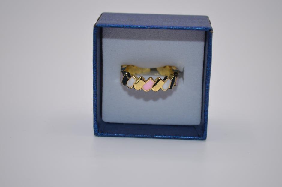 Pastel Hearts Enamel Adjustable Ring