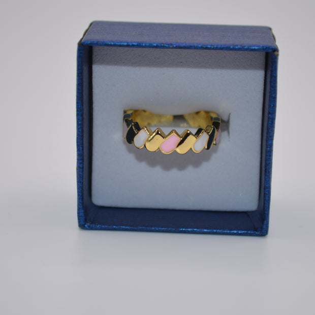 Pastel Hearts Enamel Adjustable Ring