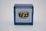 Midnight Blossom Enamel Adjustable Ring