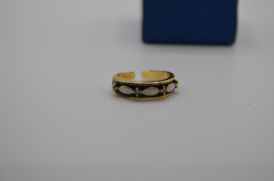 Midnight Royale Enamel Adjustable Ring