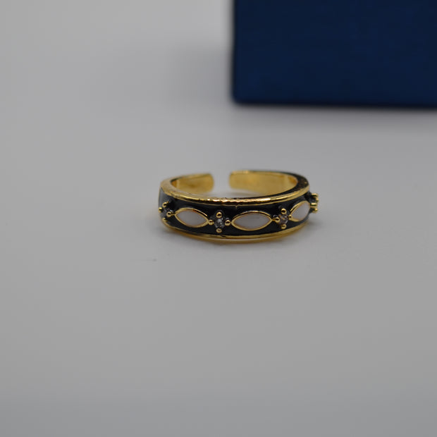 Midnight Royale Enamel Adjustable Ring