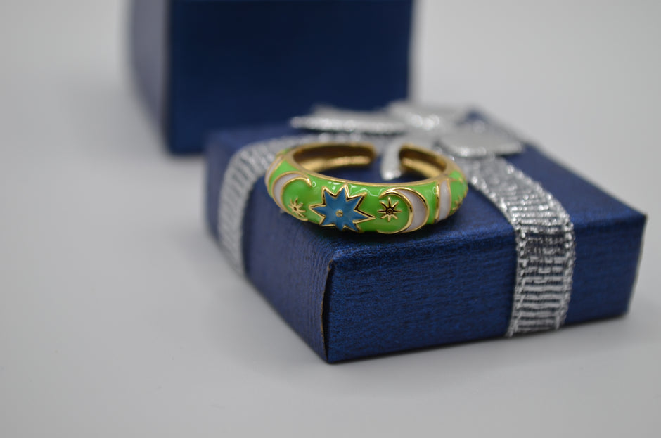 Celestial Glow Enamel Adjustable Ring