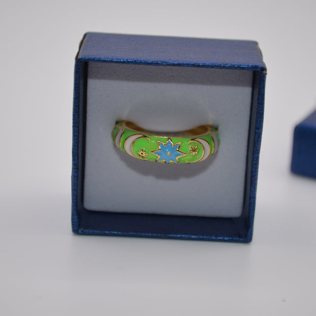 Celestial Glow Enamel Adjustable Ring
