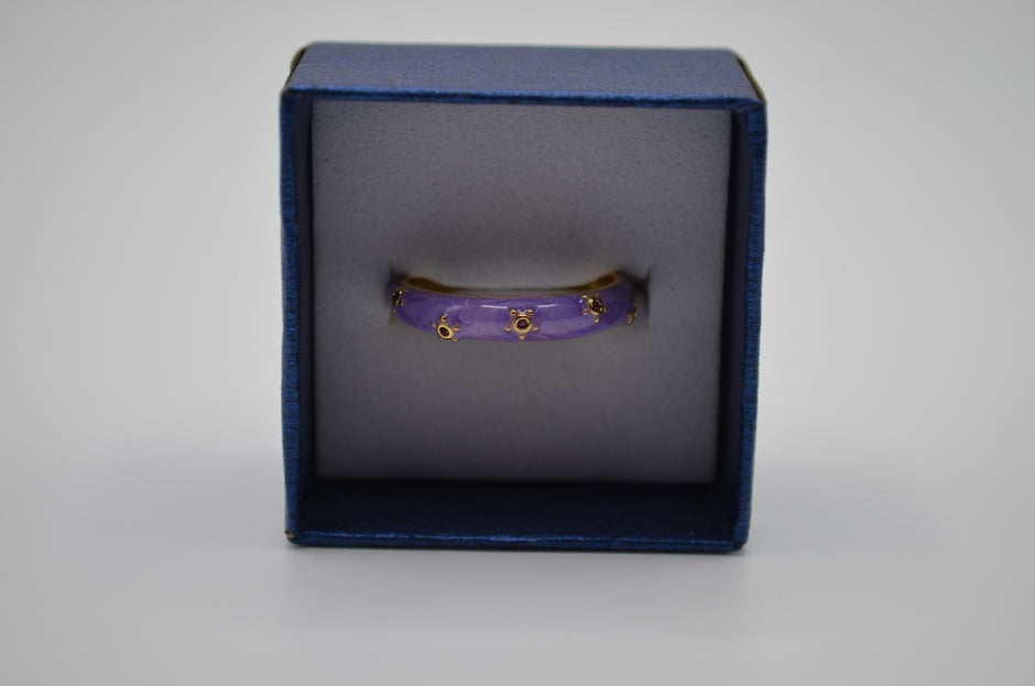 Teal Swirl Enamel Adjustable Ring