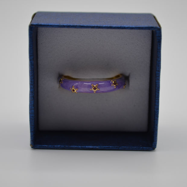 Teal Swirl Enamel Adjustable Ring