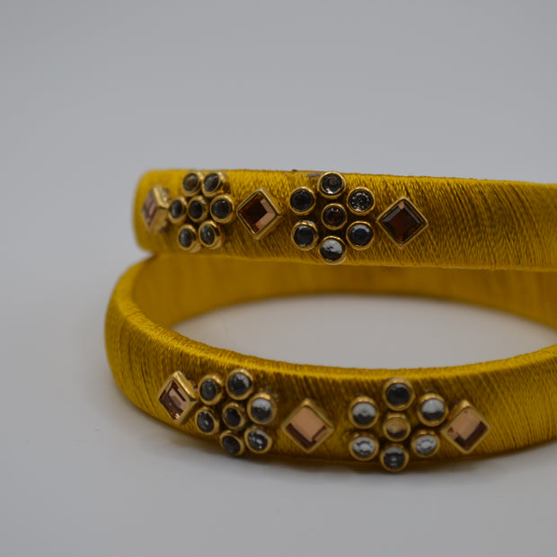 Golden Bloom Luxe Thread Bangle Pair