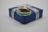 Teal Petal Charm Enamel Adjustable Ring