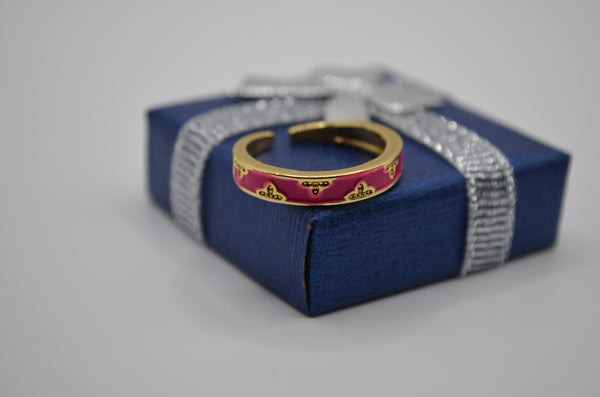 Ruby Regal Enamel Adjustable Ring
