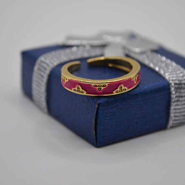Ruby Regal Enamel Adjustable Ring