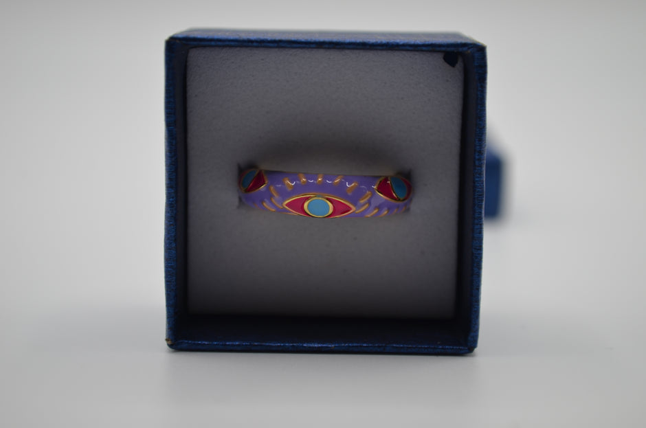 Mystic Vision Lavender Enamel Adjustable Ring