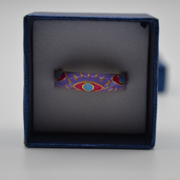 Mystic Vision Lavender Enamel Adjustable Ring