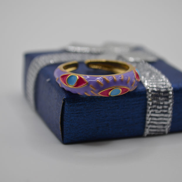 Mystic Vision Lavender Enamel Adjustable Ring