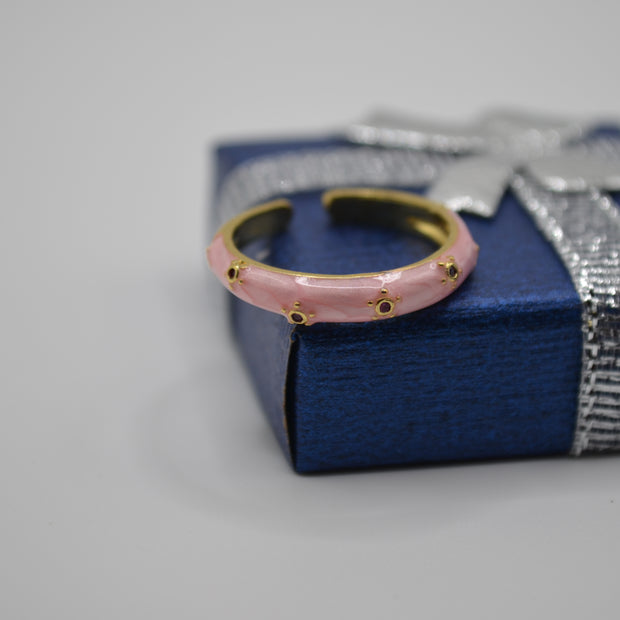 Blush Petal Enamel Adjustable Ring