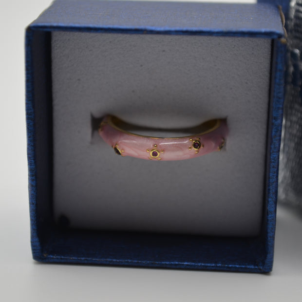 Blush Petal Enamel Adjustable Ring