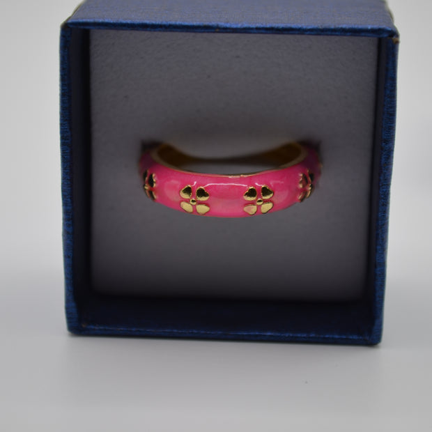 Pink Petal Glow Enamel Adjustable Ring