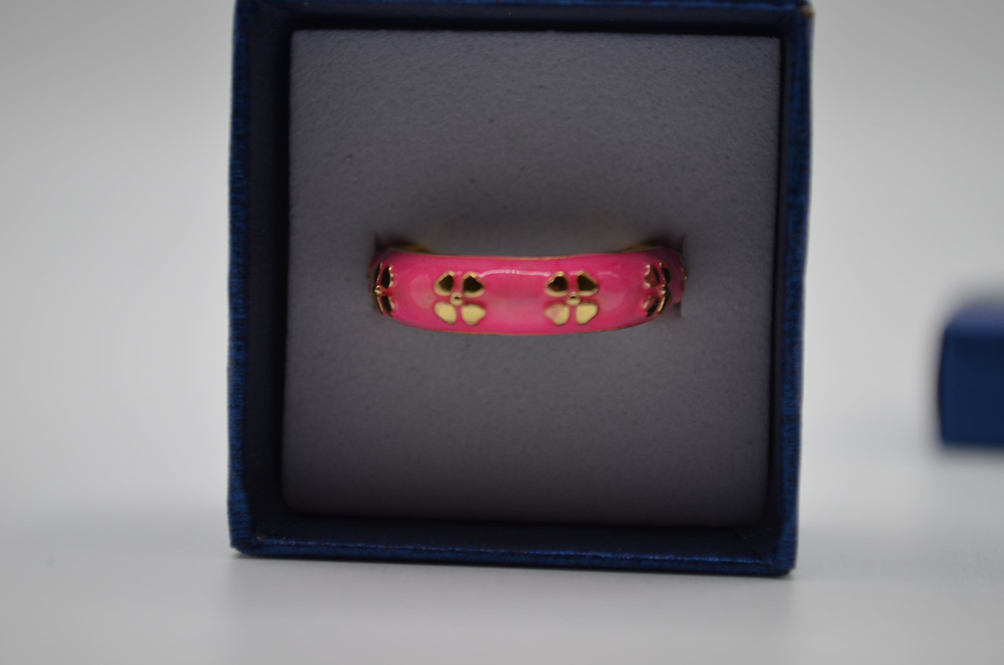 Pink Petal Glow Enamel Adjustable Ring