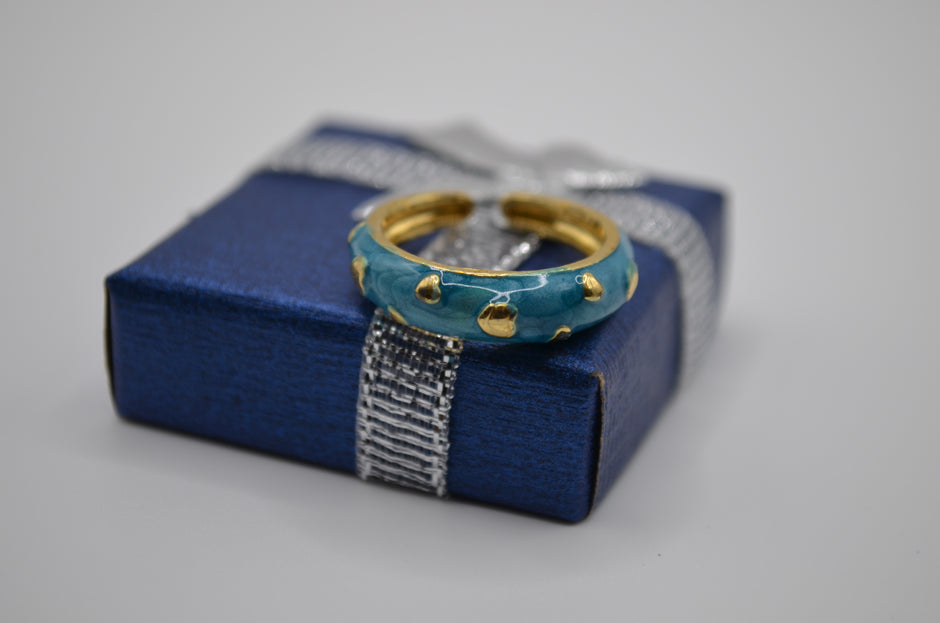 Aqua Luxe Dot Enamel Adjustable Ring
