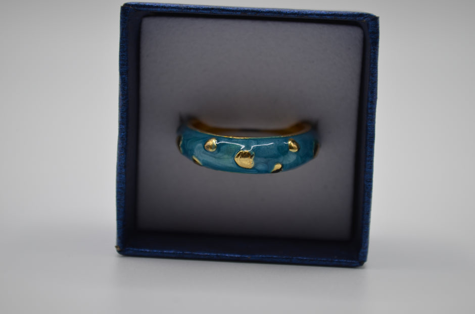 Aqua Luxe Dot Enamel Adjustable Ring
