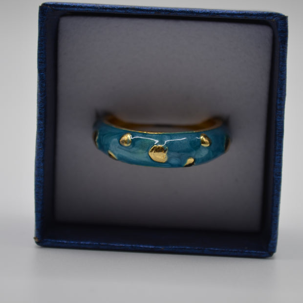 Aqua Luxe Dot Enamel Adjustable Ring