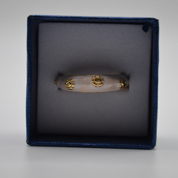 Pearl Mist Enamel Textured Adjustable Ring