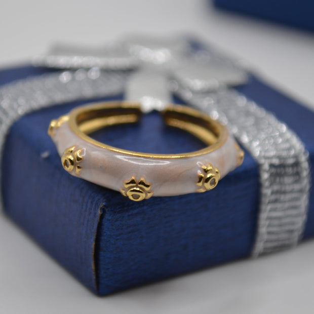 Pearl Mist Enamel Textured Adjustable Ring