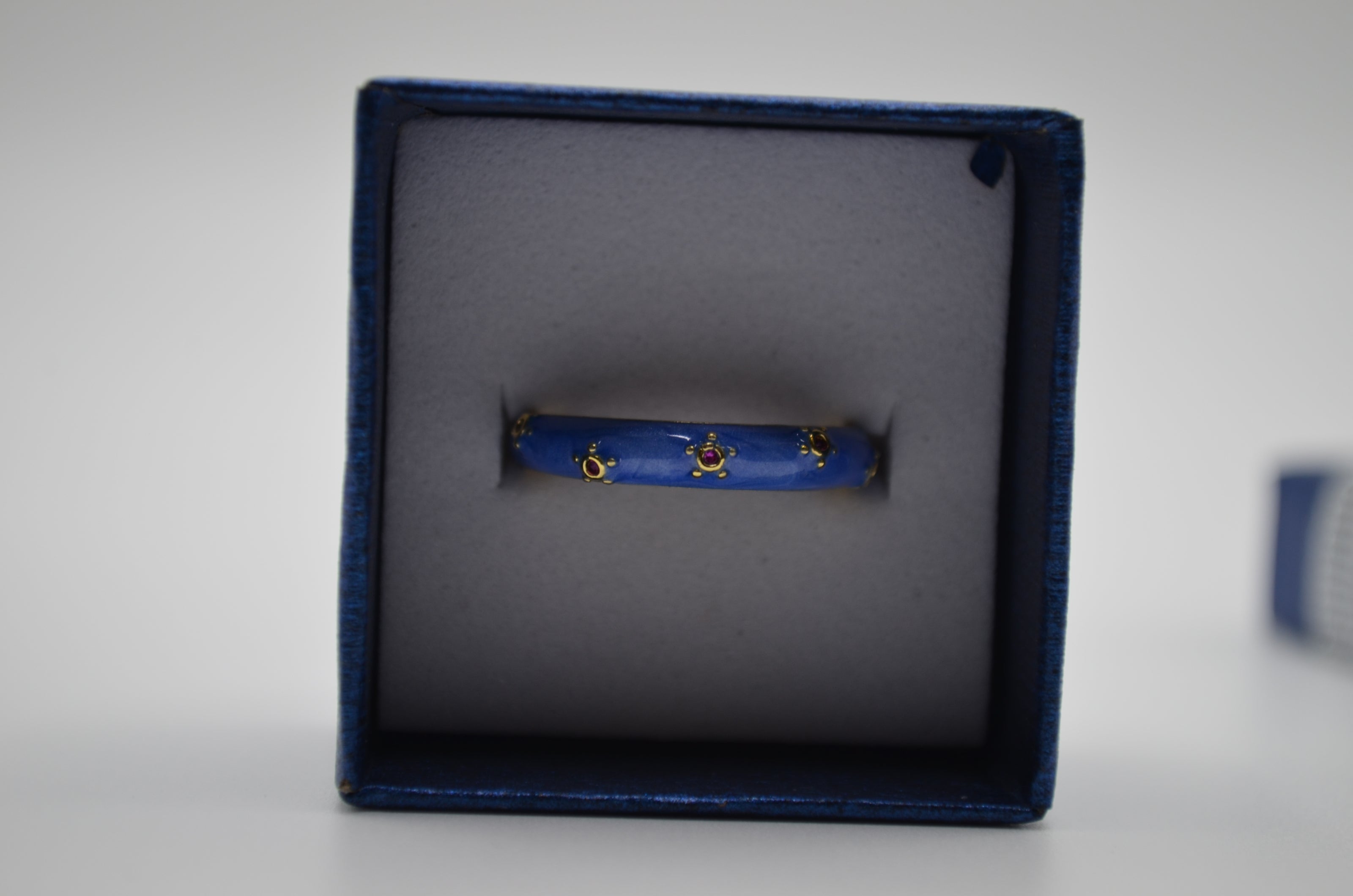 Royal Blue Enamel Textured Adjustable Ring